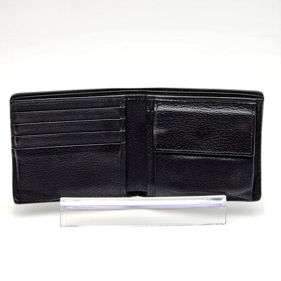 GUCCI Men's Bifold Wallet-Logo Stripe Web Black Leather - Picture 6 of 17